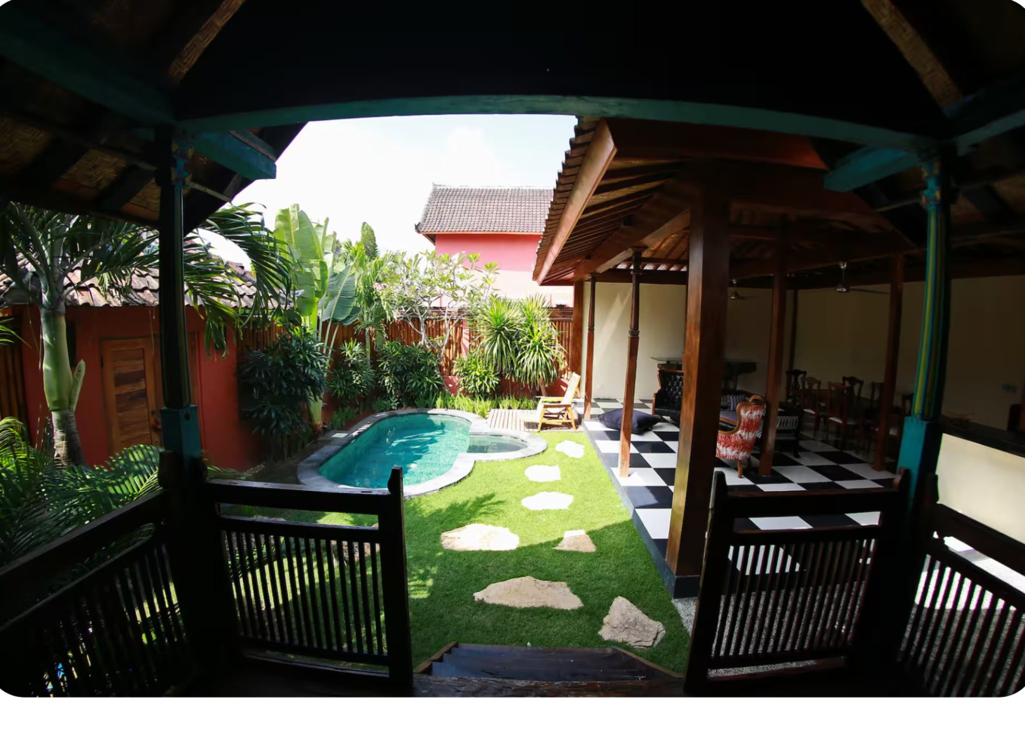 View from the Tropical House to the plunge pool
